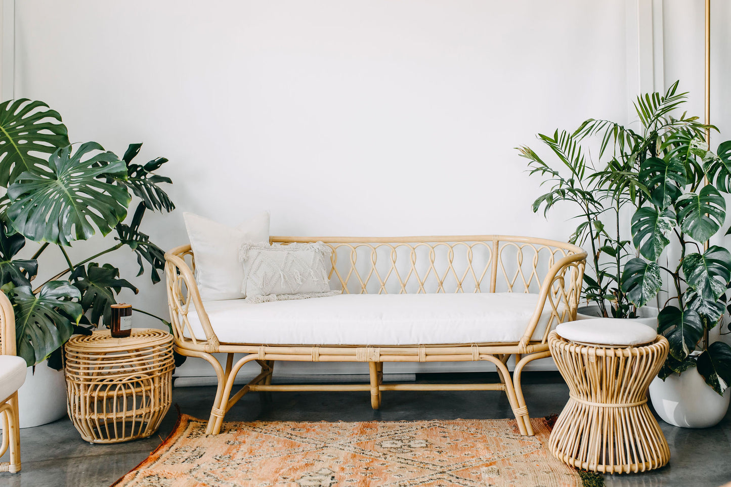 Rattan stool, rattan side table, rattan day bed