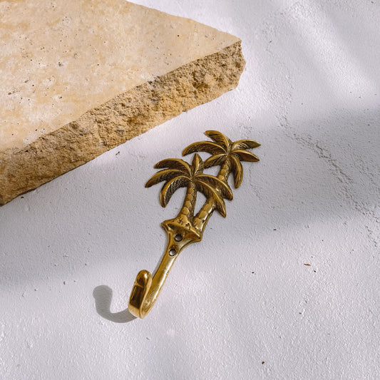 Brass palm tree wall hook