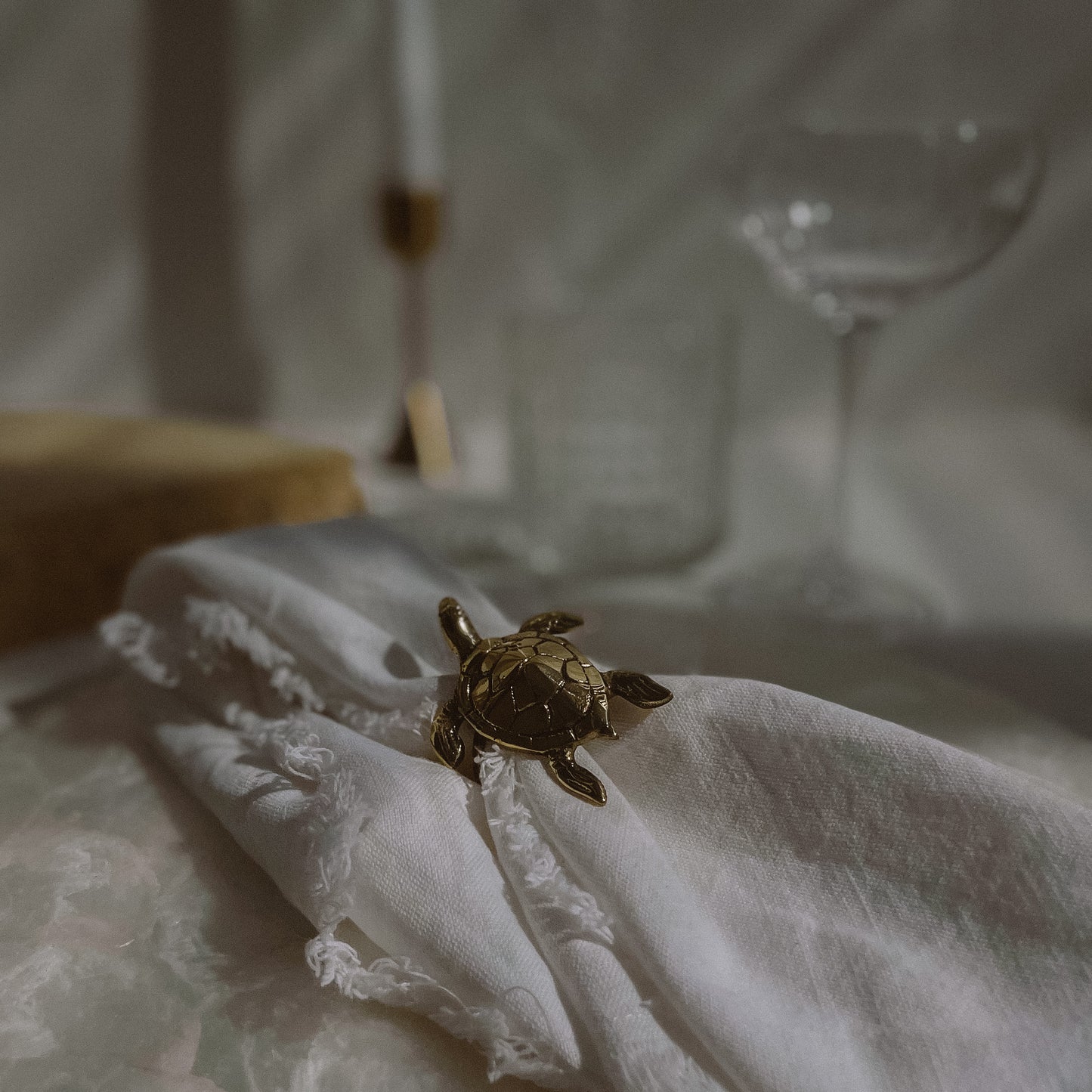 Brass turtle napkin ring