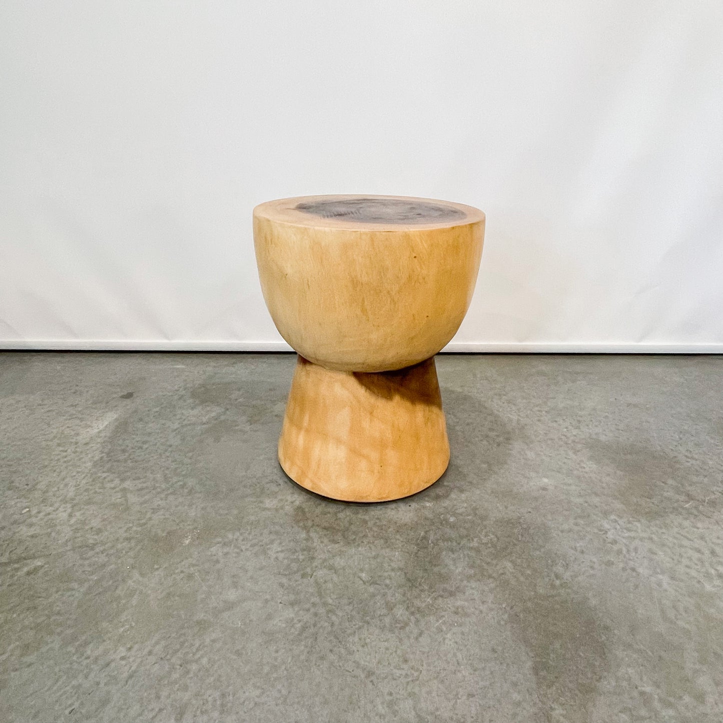 natural teak stool, carved side table
